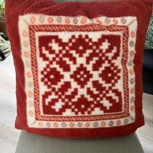 Pair of Rustic Red and Cream Muji Pillow Covers